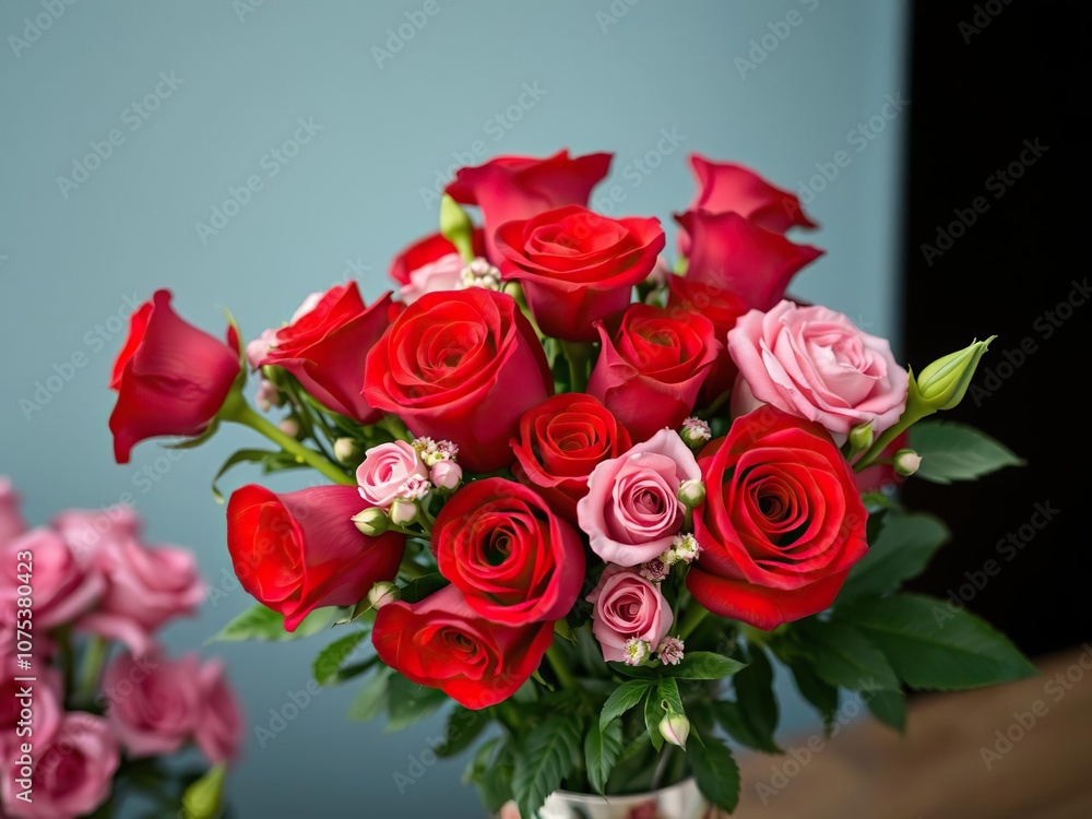 bouquet of red roses and pink flowers with greenery, flowers, decorative, greenery bouquet of red roses and pink flowers with greenery, flowers, decorative, greenery