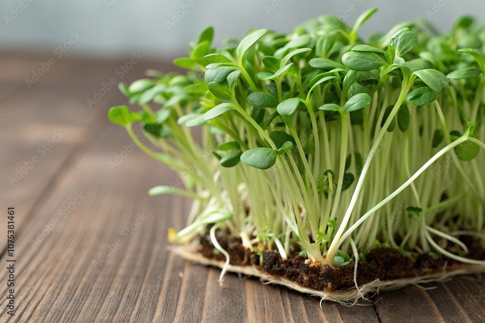 Close-up of fresh field-grown cucumber greens sprouts on a wooden table, leafy greens, fresh produce, wholesome food Close-up of fresh field-grown cucumber greens sprouts on a wooden table, leafy greens, fresh produce, wholesome food