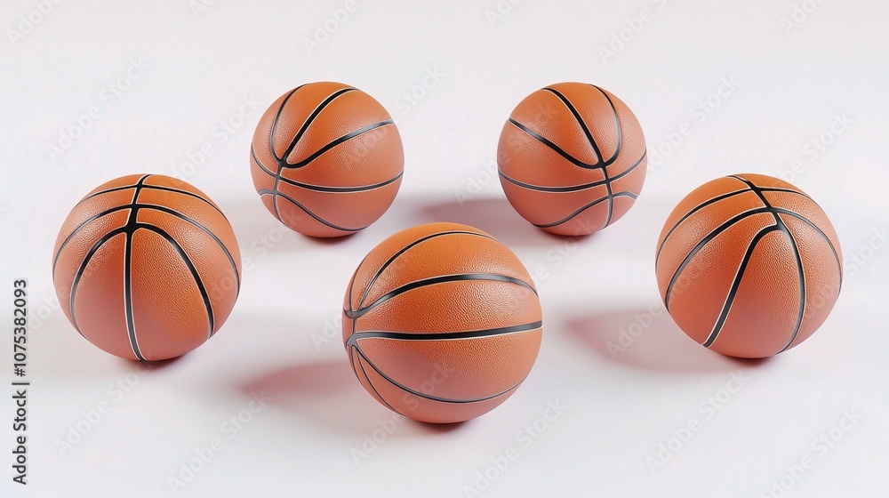 Stunning 3D Rendering of Six Basketballs in Different Angles Showcasing Unique Textures and Details for Sports and Fitness Themes Stunning 3D Rendering of Six Basketballs in Different Angles Showcasing Unique Textures and Details for Sports and Fitness Themes