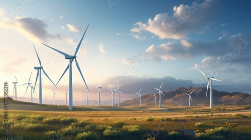 A photo of an onshore wind farm.