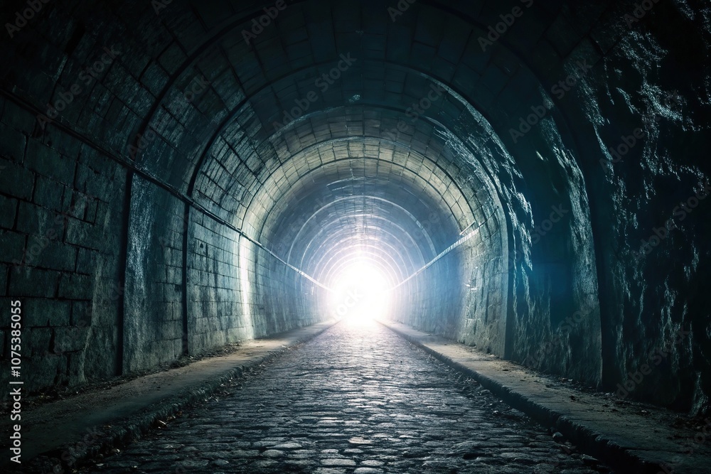 An otherworldly tunnel with a brilliant light source at its terminus, casting an intense beam of illumination that pierces through the darkness, radiance, tunnel, bright, beam, glow An otherworldly tunnel with a brilliant light source at its terminus, casting an intense beam of illumination that pierces through the darkness, radiance, tunnel, bright, beam, glow