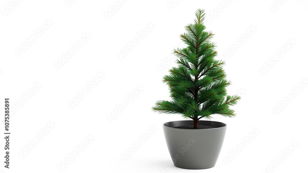 A Small Potted Christmas Tree in a Modern Planter with a Sleek Glass Top, sleek design, elegant planters, minimalist decor A Small Potted Christmas Tree in a Modern Planter with a Sleek Glass Top, sleek design, elegant planters, minimalist decor