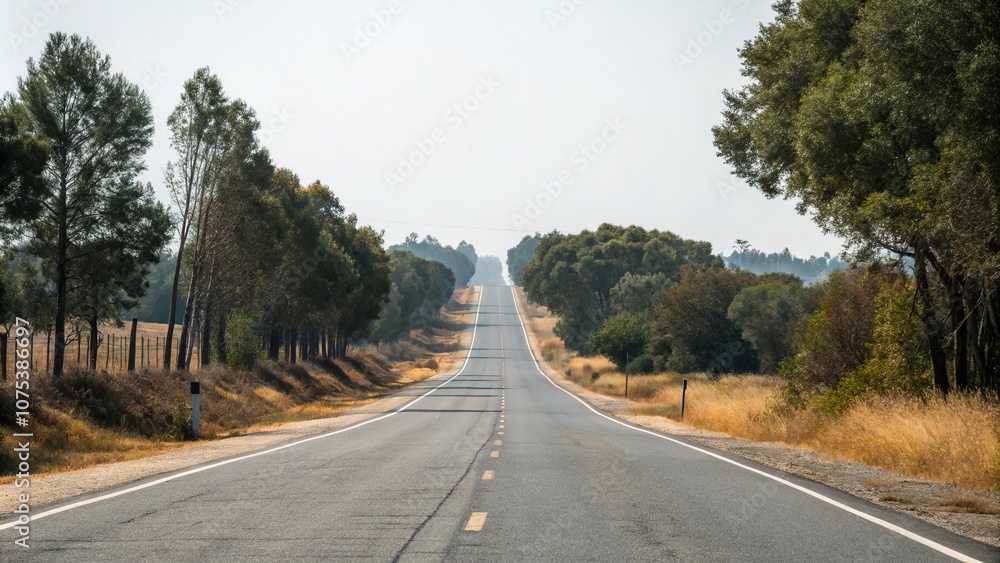 A forked road stretching into the distance with trees in both directions, path, foliage, harmony A forked road stretching into the distance with trees in both directions, path, foliage, harmony