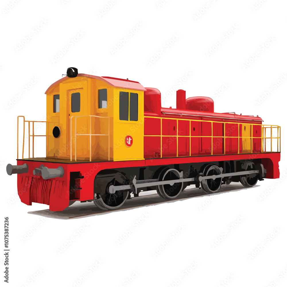 Obraz premium 3D model of a red and yellow train engine