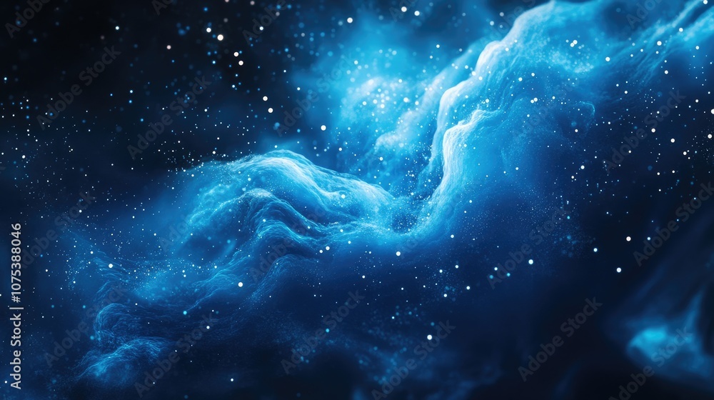 Vibrant blue abstract illustration featuring a luminous background adorned with sparkling stars Vibrant blue abstract illustration featuring a luminous background adorned with sparkling stars