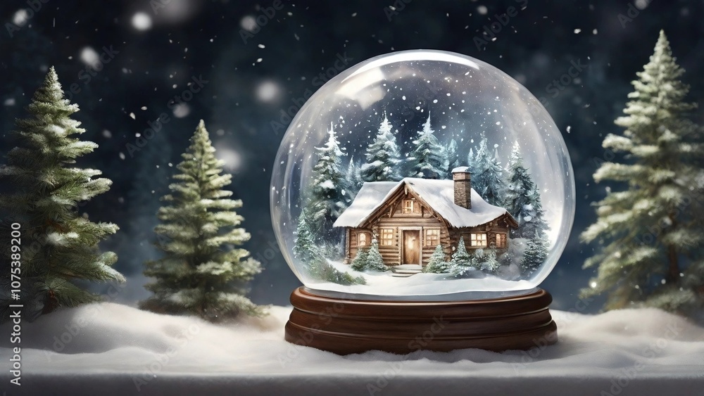 A glowing snow globe showcasing a miniature winter scene, with soft lights and a snowy landscape in the background. A glowing snow globe showcasing a miniature winter scene, with soft lights and a snowy landscape in the background.