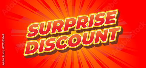 Surprise discount. Text effect in 3D look for banner or website header