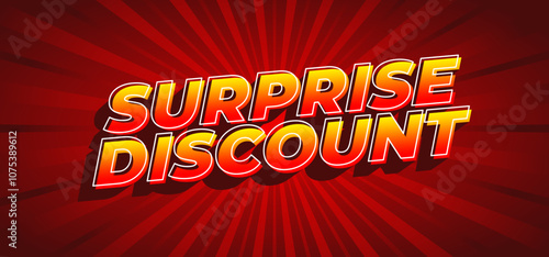 Surprise discount. Text effect in 3D look for banner or website header