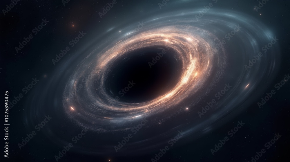 Black Hole Warping Light and Matter in a Dark and Mysterious Space Scene Black Hole Warping Light and Matter in a Dark and Mysterious Space Scene