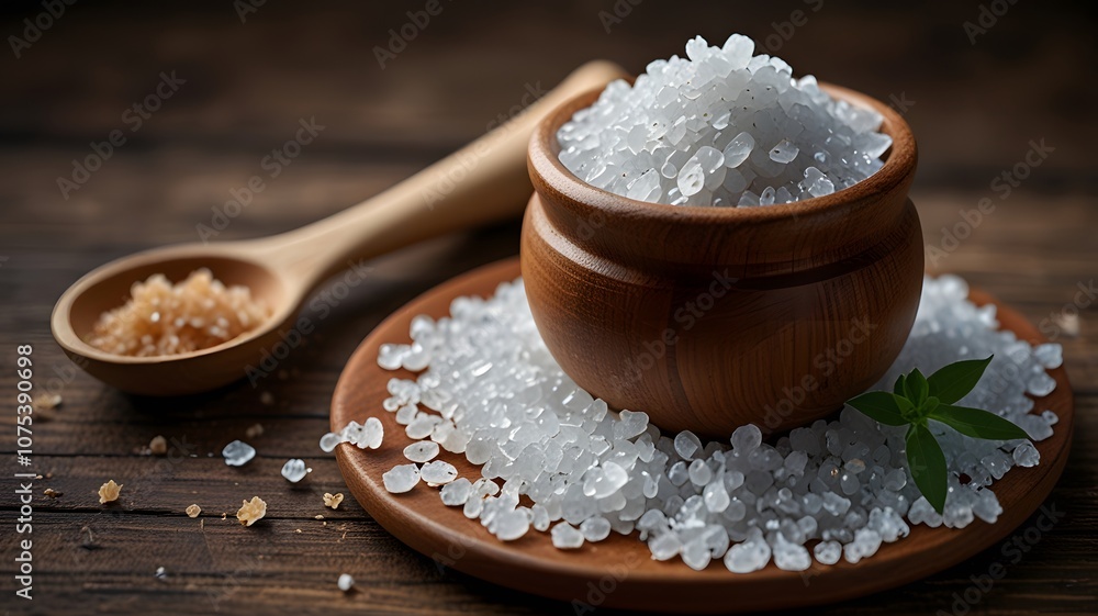 White sugar crystals, a natural ingredient for sweet treats and relaxing baths, glisten under the soft glow of candlelight White sugar crystals, a natural ingredient for sweet treats and relaxing baths, glisten under the soft glow of candlelight