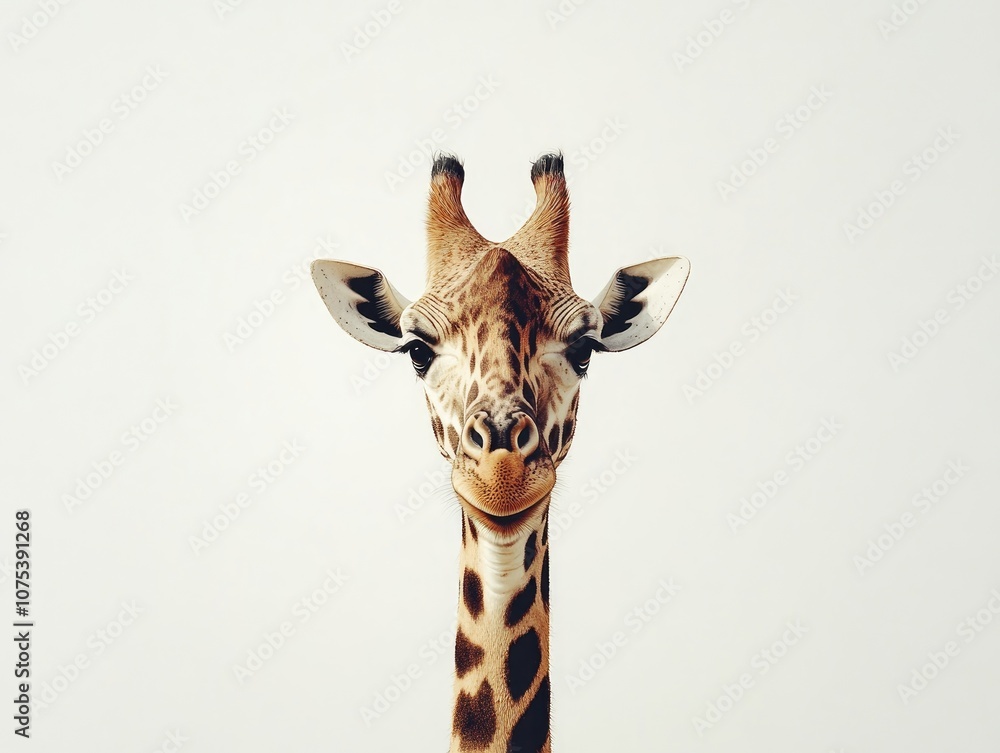 Obraz premium Cartoon illustration of a giraffe set against a clean white backdrop