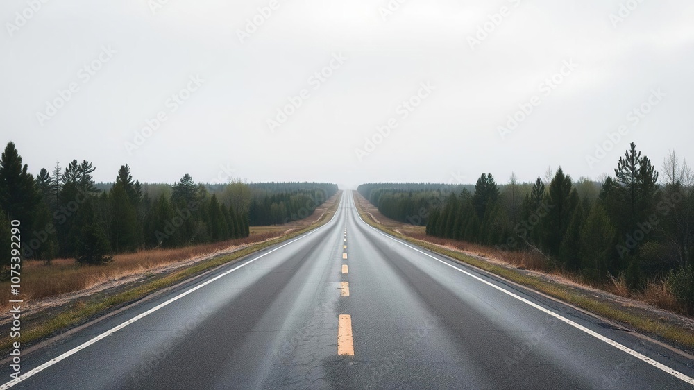 A forked road stretching into the distance with trees in both directions, unity, split, nature A forked road stretching into the distance with trees in both directions, unity, split, nature