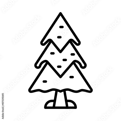 Icon of a pine tree covered in snow, symbolizing winter and Christmas.