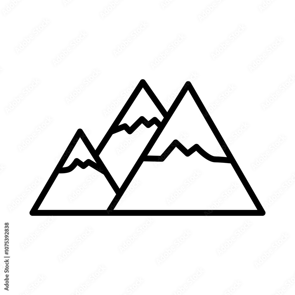 Icon of snowy mountains, symbolizing winter landscapes and outdoor adventure. Icon of snowy mountains, symbolizing winter landscapes and outdoor adventure.