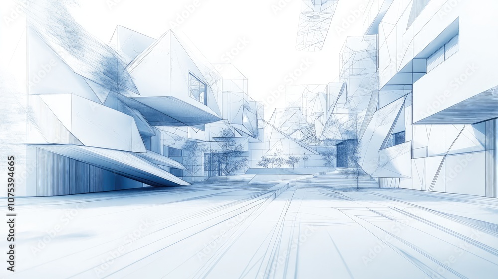 Abstract architectural rendering in a line art style showcasing a three dimensional illustration of innovative design concepts Abstract architectural rendering in a line art style showcasing a three dimensional illustration of innovative design concepts