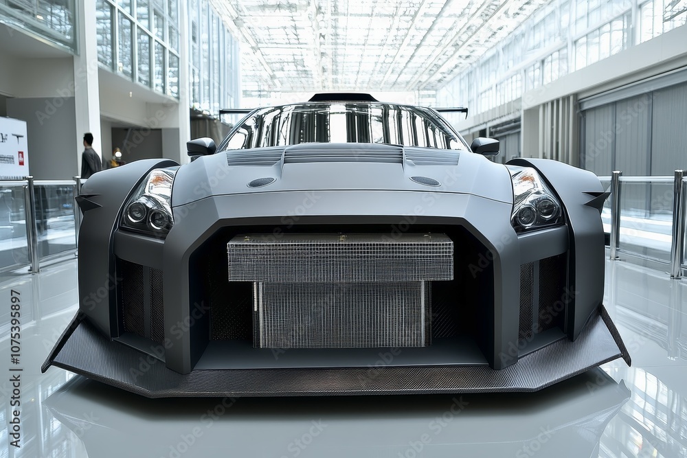 Obraz premium Modified car with aggressive body kit and intercooler peeking through the front grille.
