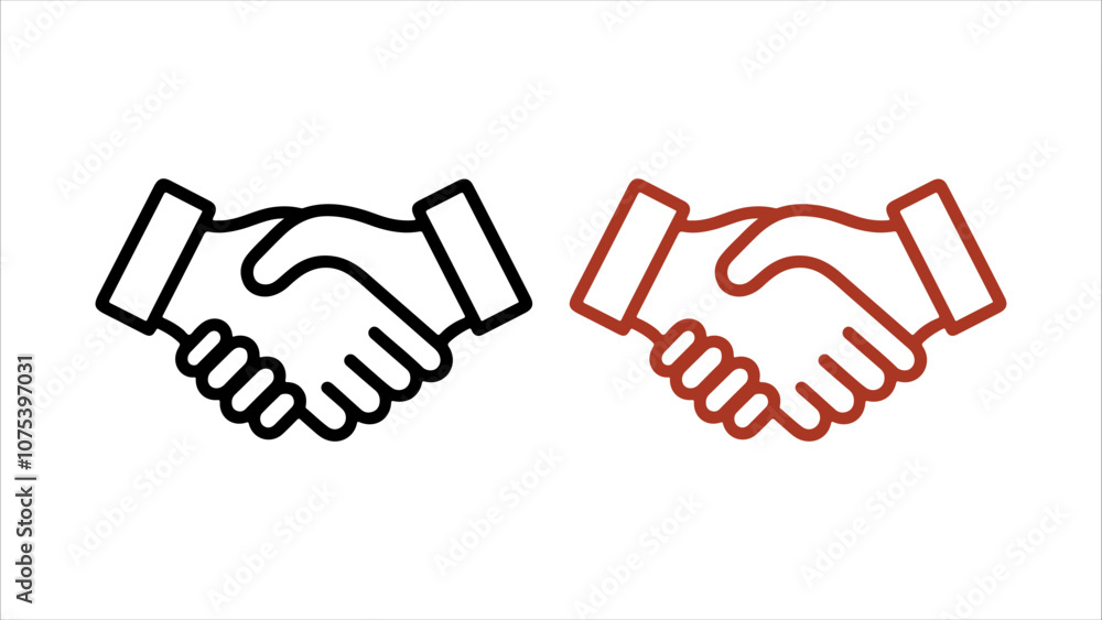 Handshake icon Silhouette and outline vector Handshake icon Silhouette and outline vector