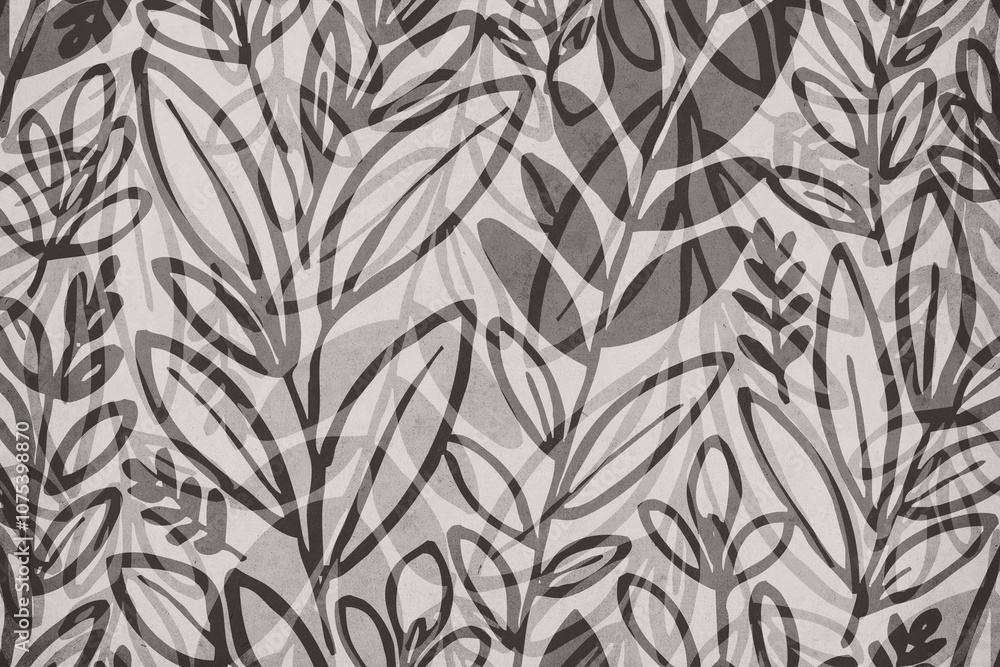 Naklejka premium Botanical background. Abstract plant shapes. Minimalist illustration for printing on wall decorations.