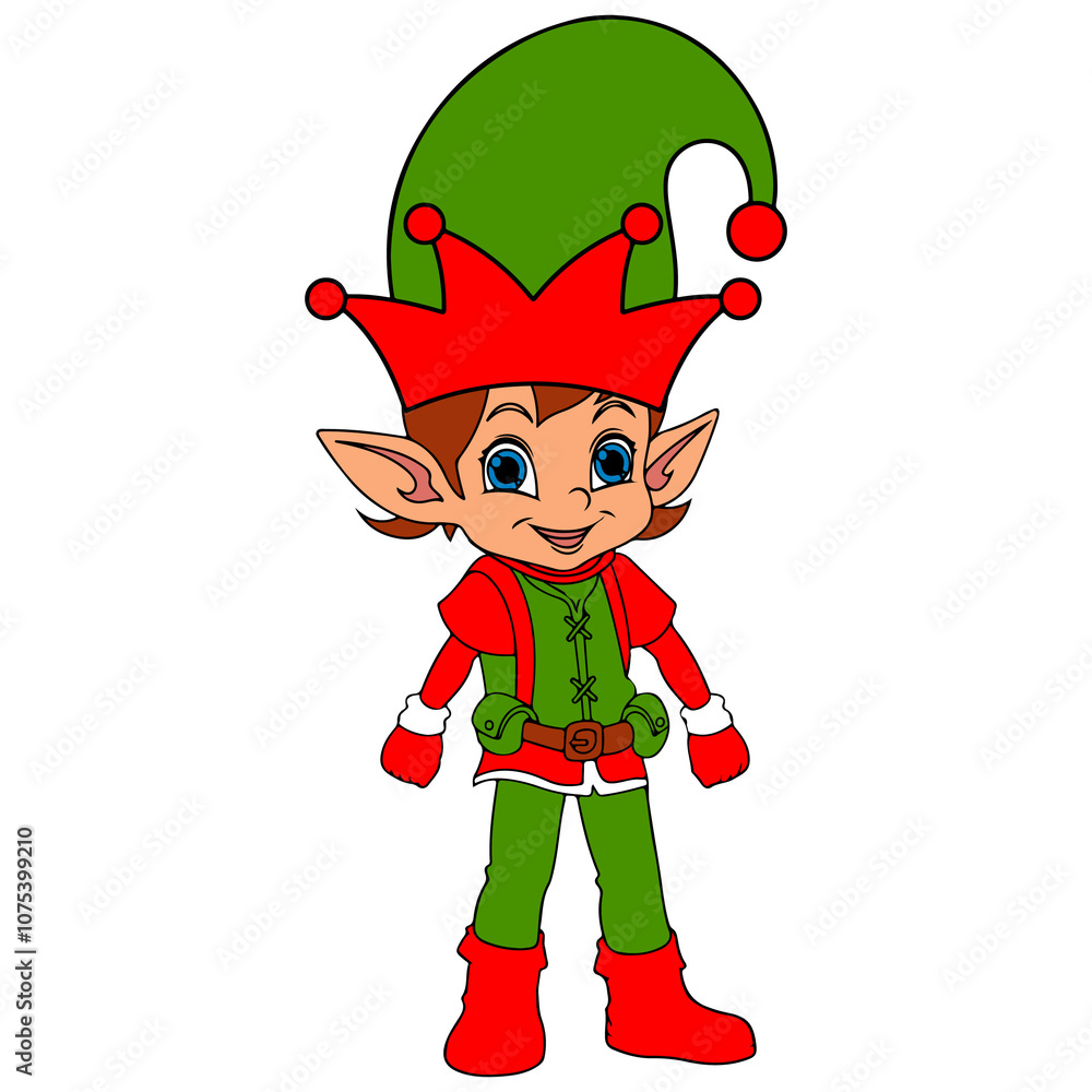 Elf christmas clip art design on plain white transparent isolated background for card, shirt, hoodie, sweatshirt, apparel, card, tag, mug, icon, poster or badge