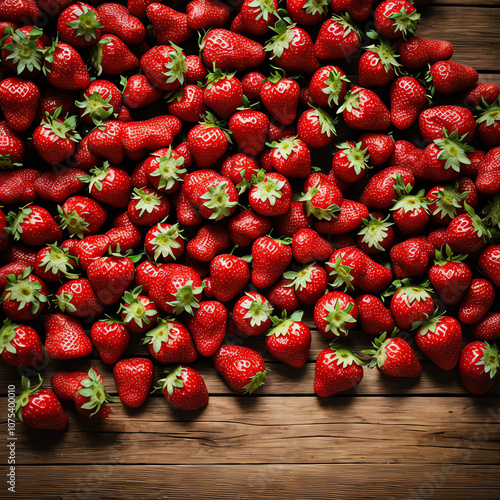Wallpaper Mural A lot of fresh red strawberries in a wooden background Torontodigital.ca