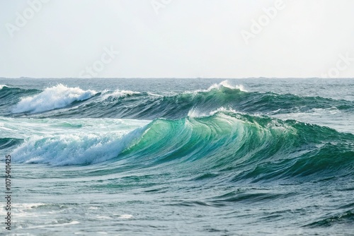 Wavy business line abstract design with varying shades of blue and green, wall art, furniture design, modern office decor, green pattern, unique decor