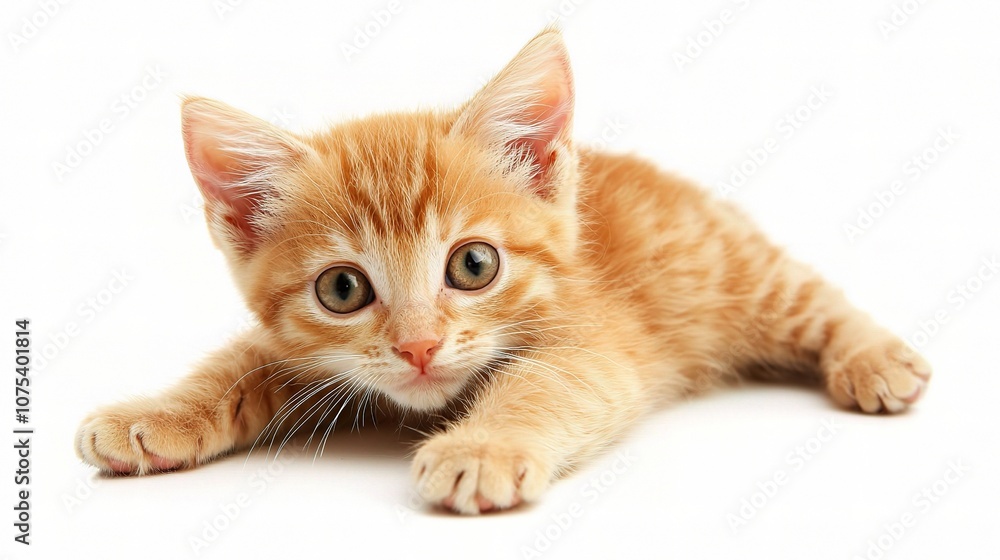Adorable Orange Kitten Resting on a Pure White Background, Perfectly Isolated for Stunning Visuals and Ideal for Any Cute Pet Project or Design Adorable Orange Kitten Resting on a Pure White Background, Perfectly Isolated for Stunning Visuals and Ideal for Any Cute Pet Project or Design