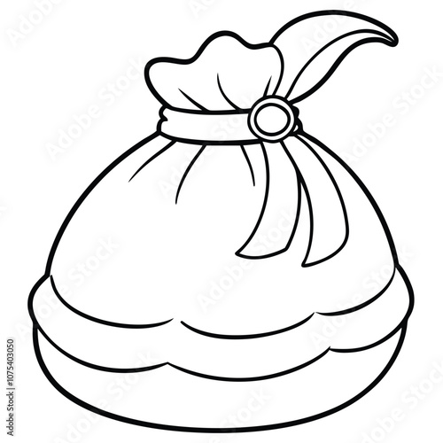 Hand-drawn Santa's sack vector is isolated on a white background. Vector illustration