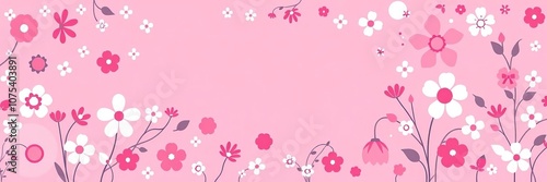 Fanciful pink abstract design featuring blooming floral elements in various shapes and sizes creates a lively and playful look, eclectic decor, lively atmosphere, fanciful wallpaper