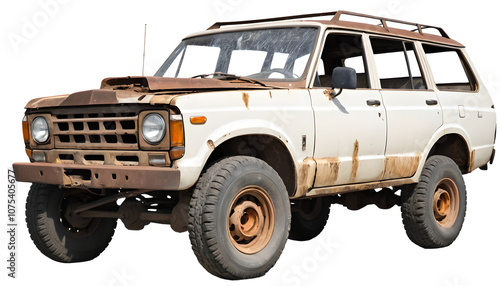 old car png, destroyed car, accident car png, abandoned car isolated on transparent background 