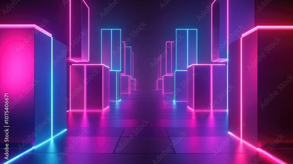Abstract futuristic background featuring glowing blocks in a line art style showcasing high quality illustrations Abstract futuristic background featuring glowing blocks in a line art style showcasing high quality illustrations