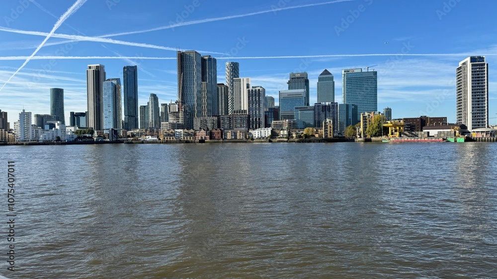 Canary Wharf London City View From Thames River Canary Wharf London City View From Thames River