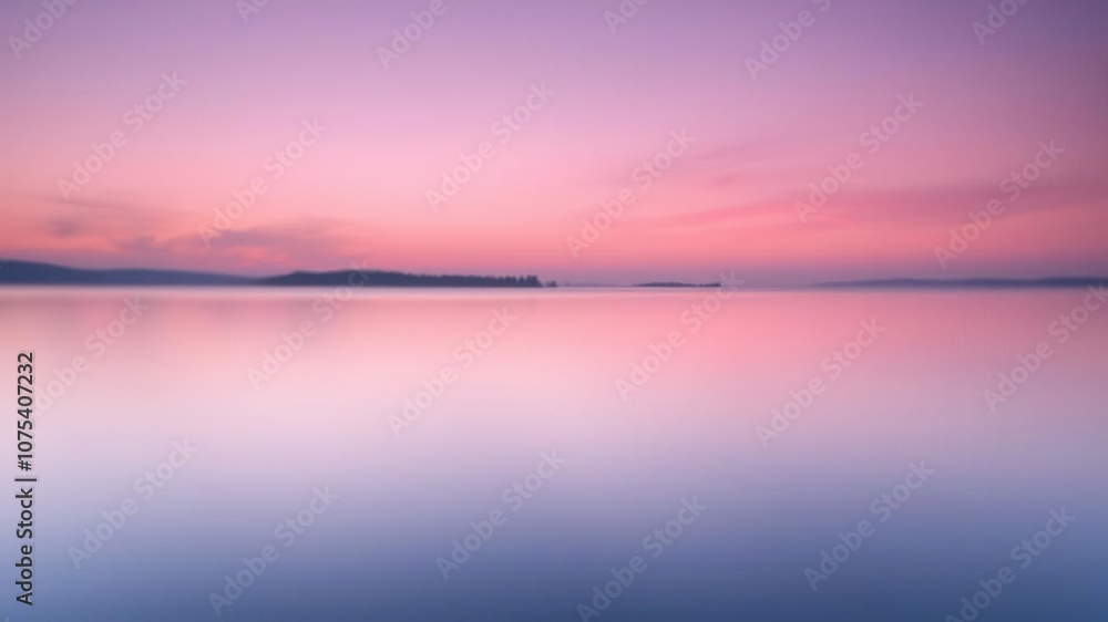 Soft focus image of a serene lake at dawn with soft purple and pink hues in the sky, natural scenery, sunrise, peaceful atmosphere Soft focus image of a serene lake at dawn with soft purple and pink hues in the sky, natural scenery, sunrise, peaceful atmosphere