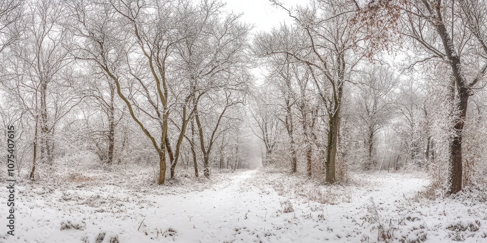 Snowy forest landscape with dense trees blanketed in white Snowy forest landscape with dense trees blanketed in white