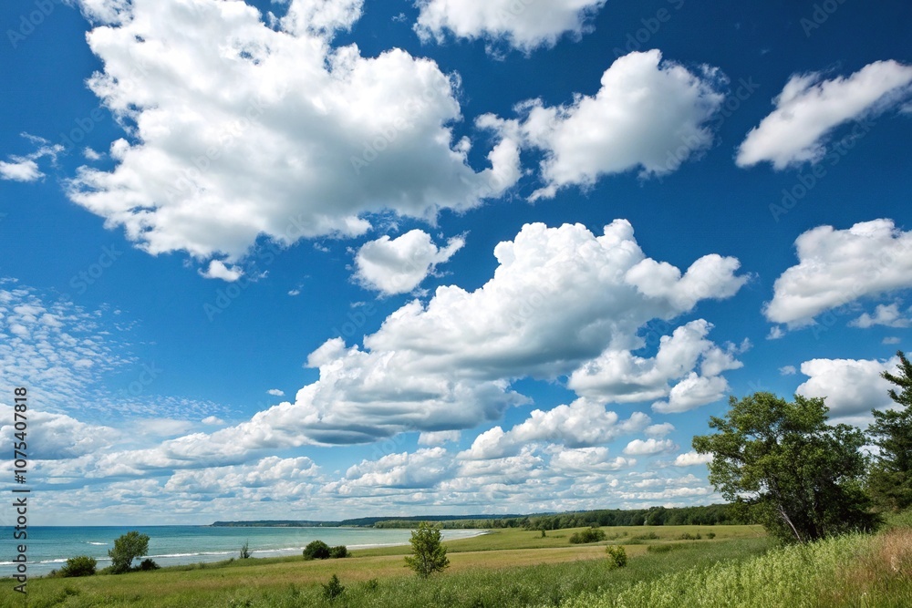 clouds drifting lazily across a bright blue sky, gentle breeze, natural scenery clouds drifting lazily across a bright blue sky, gentle breeze, natural scenery