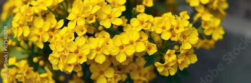 Vibrant yellow flowers blooming in clusters, tropical plants, garden blooms, nature scenery