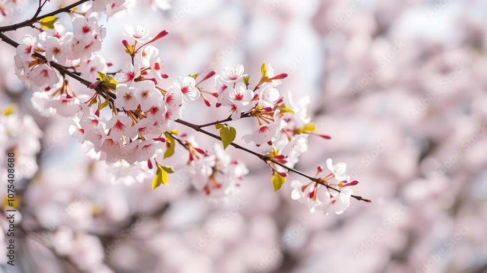 Delicate cherry blossom leaves dance in gentle breeze, black background, botanical, soft focus Delicate cherry blossom leaves dance in gentle breeze, black background, botanical, soft focus