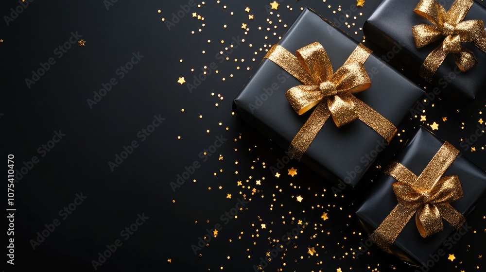 Gift box. Gold color gift box icon on black background. Gold gift box. Gift wrap. Celebration, Surprise, Love. Gift box. Gold color gift box icon on black background. Gold gift box. Gift wrap. Celebration, Surprise, Love.