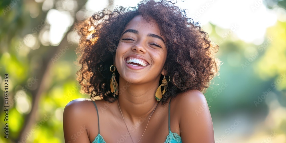 Cheerful woman having fun, with a bright expression, in a candid moment Cheerful woman having fun, with a bright expression, in a candid moment