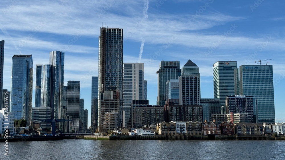Canary Wharf London City View From Thames River Canary Wharf London City View From Thames River