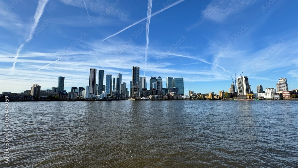 Canary Wharf London City View From Thames River Canary Wharf London City View From Thames River