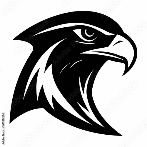 Falcon head vector silhouette side view logo style black on a white background