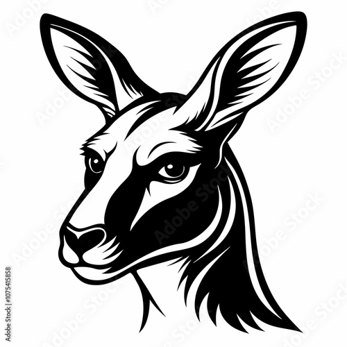 Kangaroo head vector silhouette side view logo style black on a white background