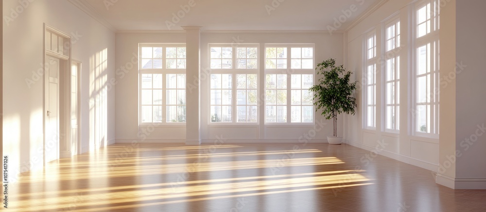 Bright and modern empty apartment interior with a cozy atmosphere perfect for showcasing home decoration and general cleaning before selling Bright and modern empty apartment interior with a cozy atmosphere perfect for showcasing home decoration and general cleaning before selling