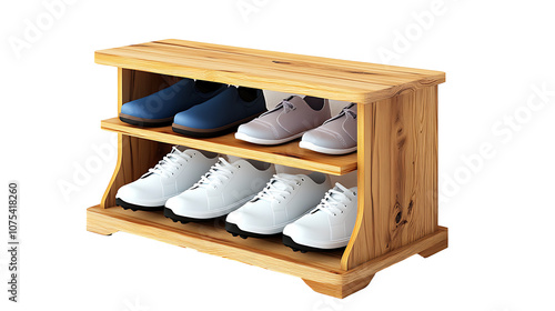 wooden shoes rack isolated on a transparent background photo