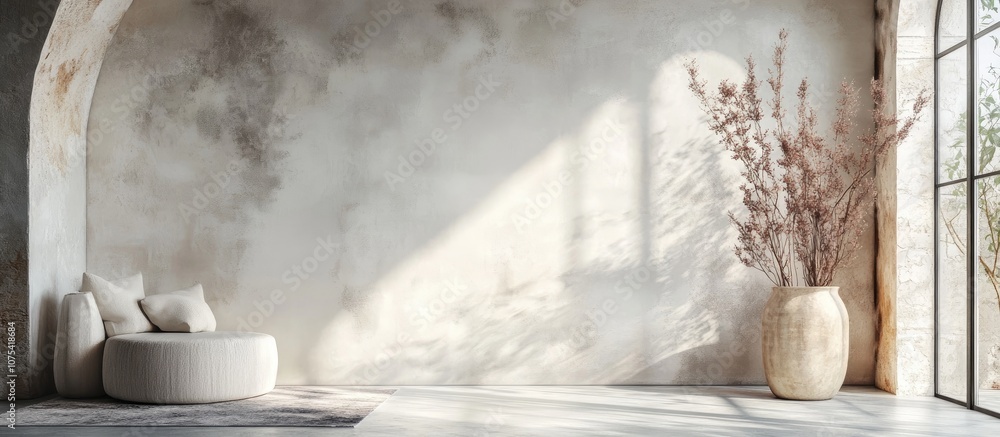 Bright room featuring an empty wall perfect for decorating or staging interiors Bright room featuring an empty wall perfect for decorating or staging interiors