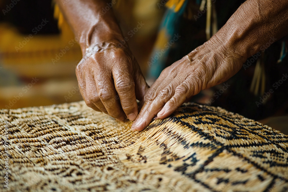 a Hawaiian kapa cloth, hand-beaten with intricate, traditional patterns. a Hawaiian kapa cloth, hand-beaten with intricate, traditional patterns.