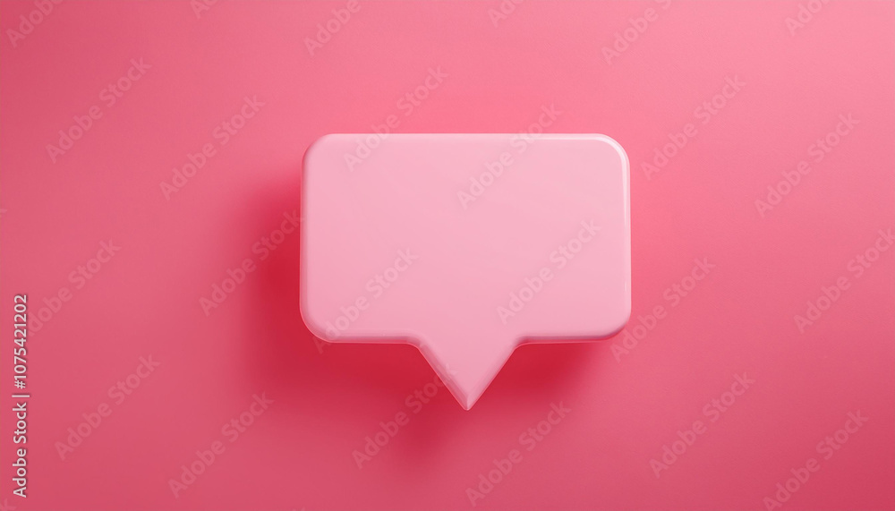 3D notification message pop-up on vivid pink background. Speech cloud. Modern design.