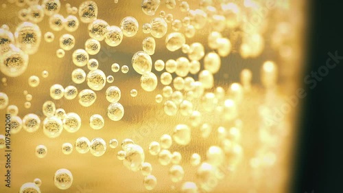 Champagne Bubbles In Flute Extreme Closeup photo