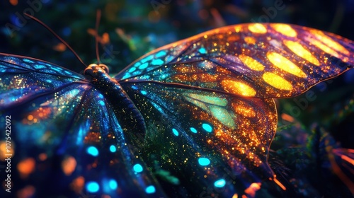 Enchanting glow of stylized butterfly wings in vibrant colors