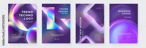 Wallpaper Mural Colorful Abstract Geometric Poster Set with Shapes Torontodigital.ca